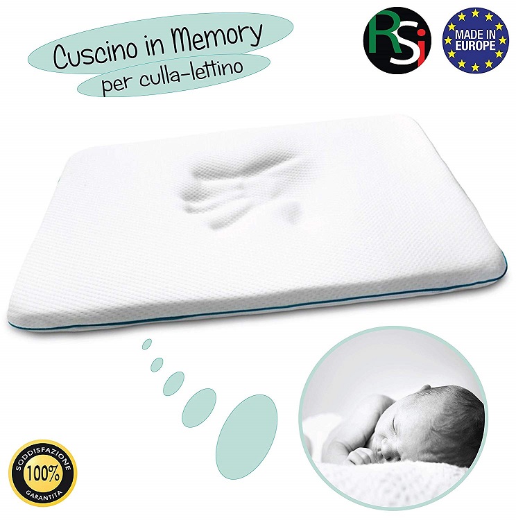 Cuscino Culla Lettino in Memory Foam MADE IN UE 